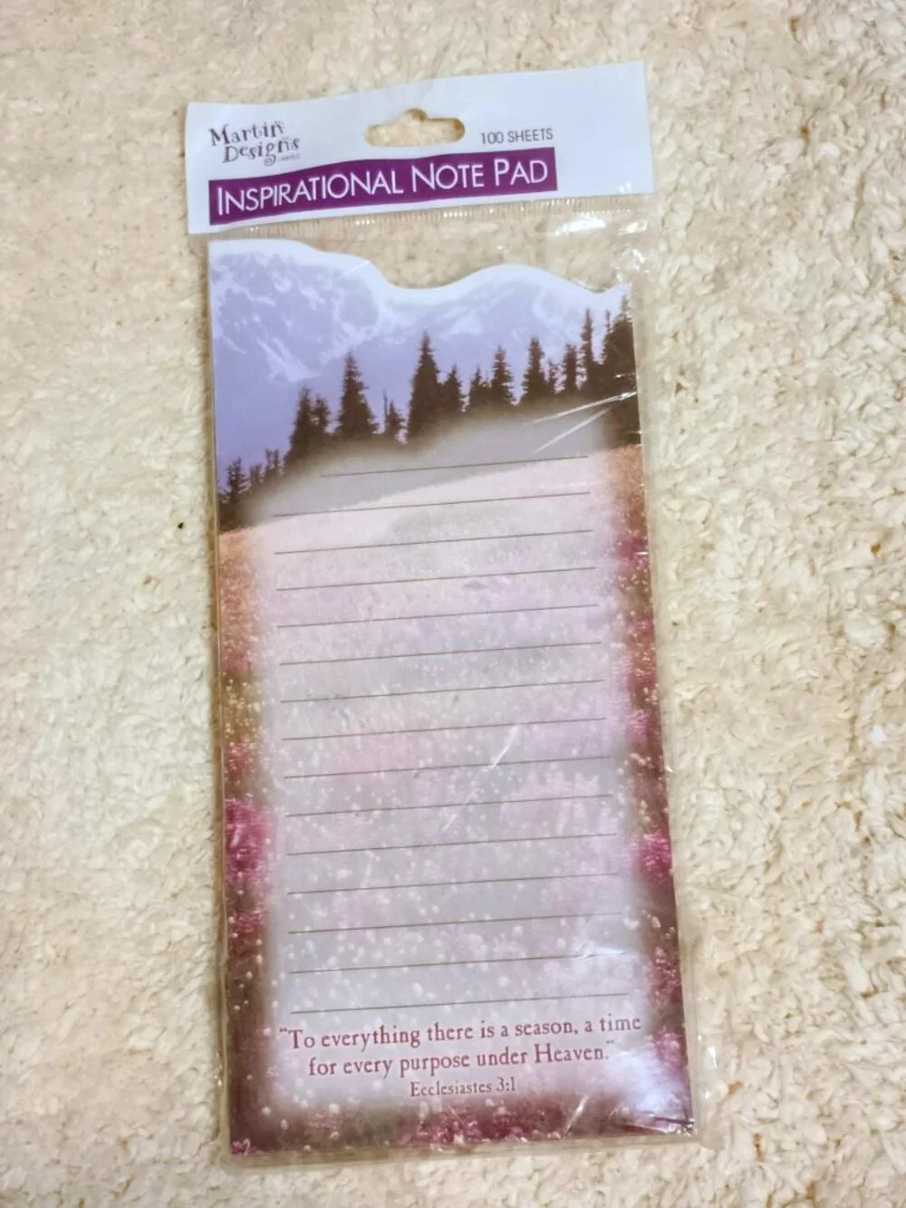 NEW & UNUSED 2003 Martin Designs Inspirational Ecclesiastes 3:1 Note Pad